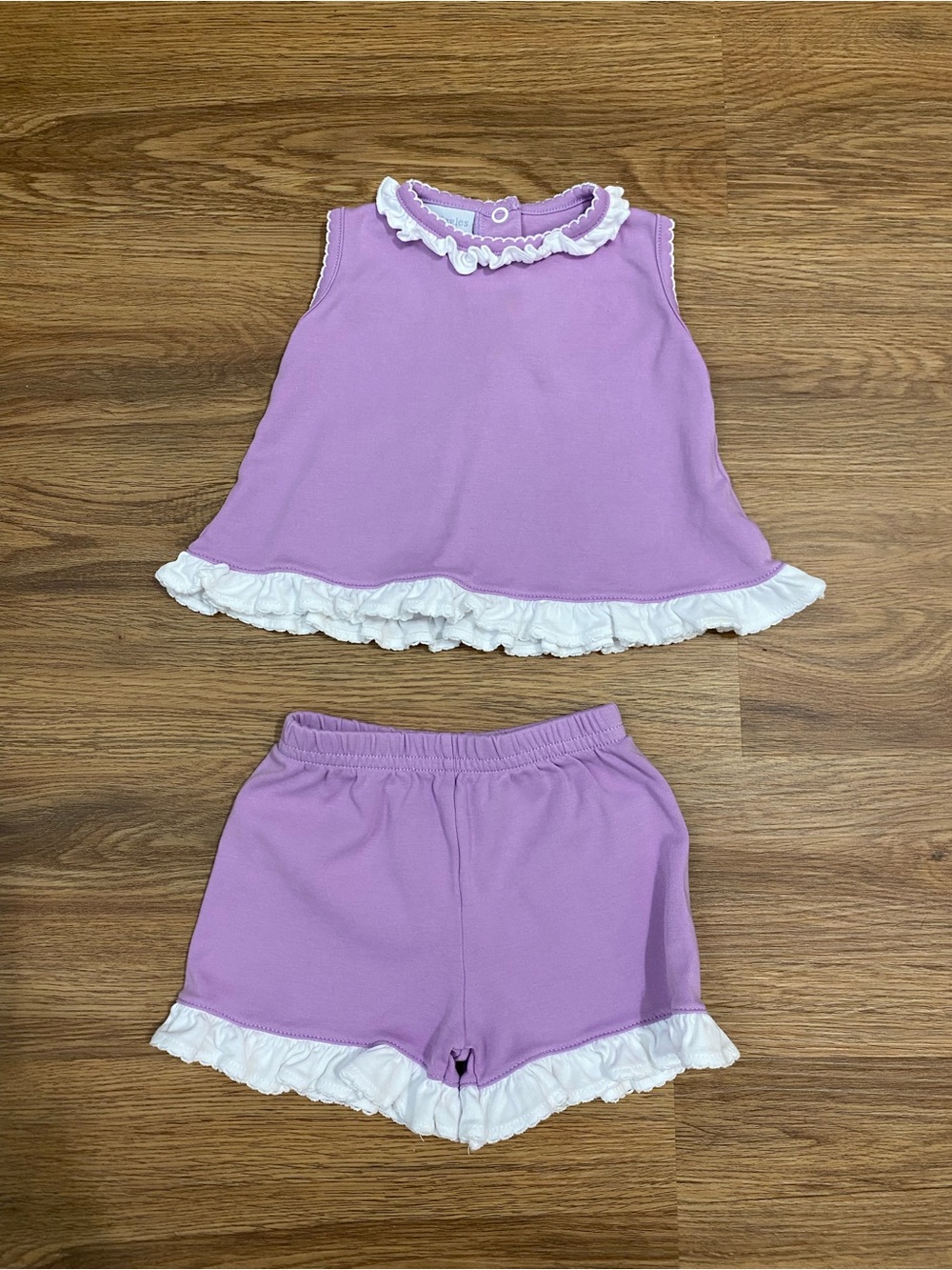 Squiggles Girls' 12M Lavender Ruffle Tank & Shorts Matching Set